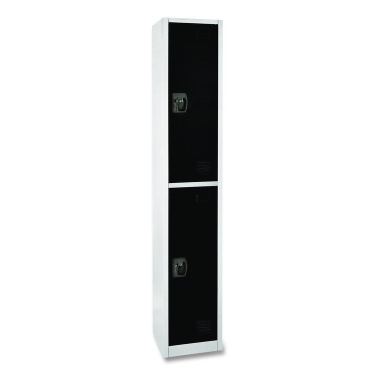 Steel Storage Locker, 2 Compartment, 12 x 12 x 72, Black