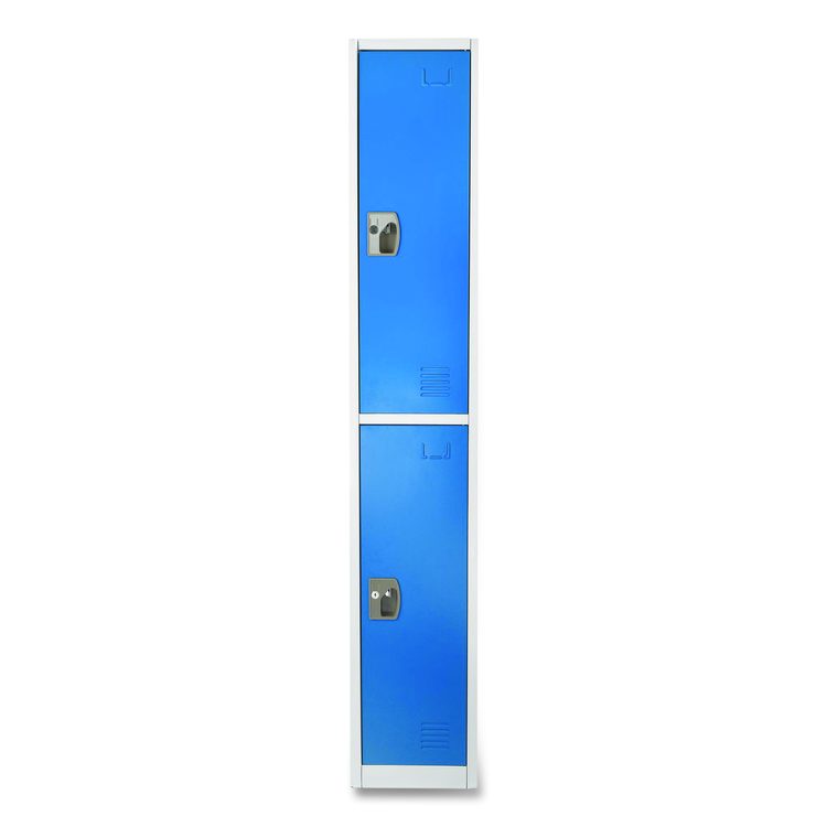 Steel Storage Locker, 2 Compartment, 12 x 12 x 72, Blue