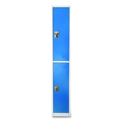 Steel Storage Locker, 2 Compartment, 12 x 12 x 72, Blue