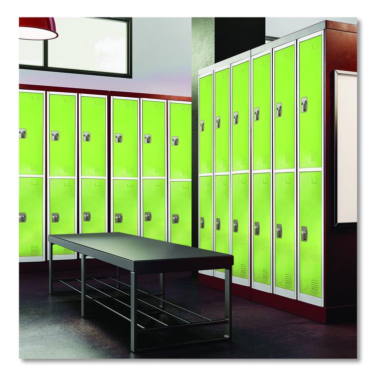 Steel Storage Locker, 2 Compartment, 12 x 12 x 72, Green