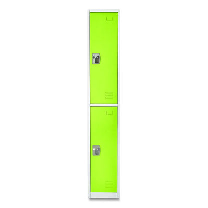 Steel Storage Locker, 2 Compartment, 12 x 12 x 72, Green