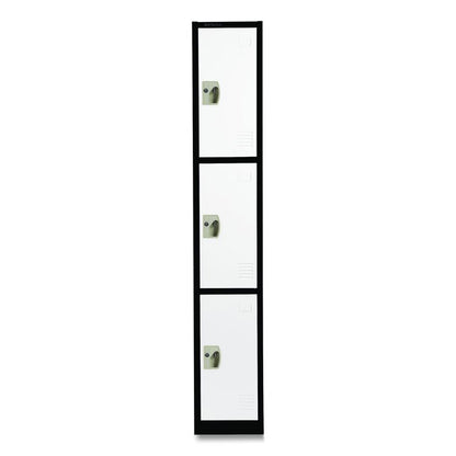 Steel Storage Locker, 3 Compartment, 12 x 12 x 72, Black Body/White Doors