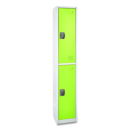 Steel Storage Locker, 2 Compartment, 12 x 12 x 72, Green