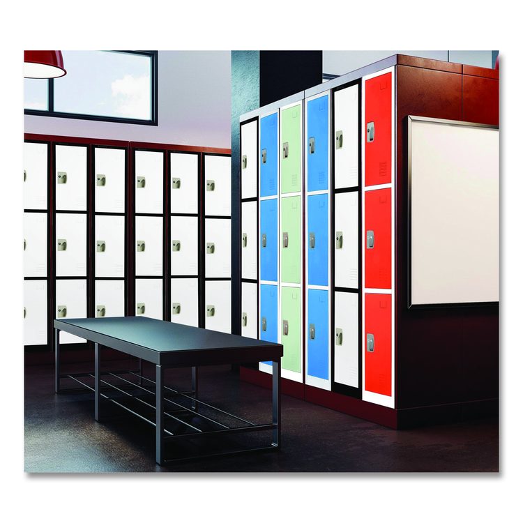 Steel Storage Locker, 3 Compartment, 12 x 12 x 72, Black Body/White Doors