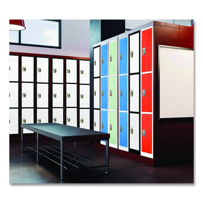 Steel Storage Locker, 3 Compartment, 12 x 12 x 72, Black Body/White Doors