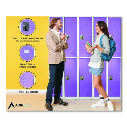 Steel Storage Locker, 2 Compartment, 12 x 12 x 72, Purple