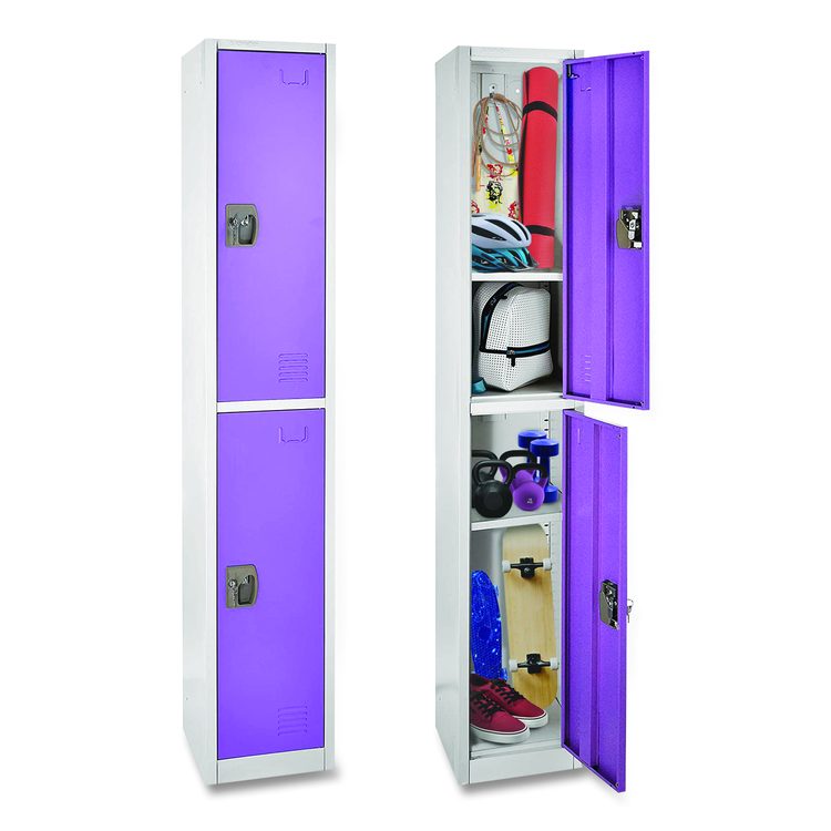 Steel Storage Locker, 2 Compartment, 12 x 12 x 72, Purple