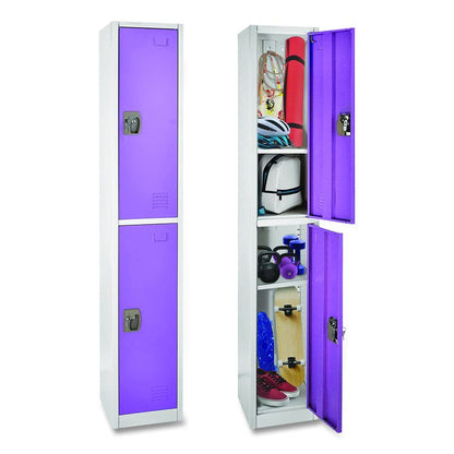 Steel Storage Locker, 2 Compartment, 12 x 12 x 72, Purple