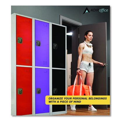 Steel Storage Locker, 2 Compartment, 12 x 12 x 72, Purple