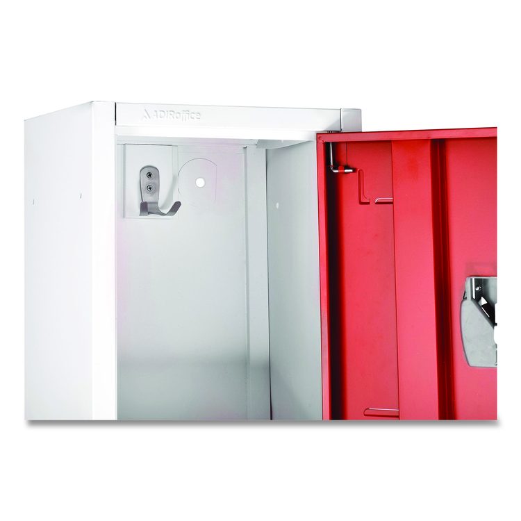 Steel Storage Locker, 2 Compartment, 12 x 12 x 72, Red