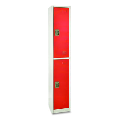 Steel Storage Locker, 2 Compartment, 12 x 12 x 72, Red