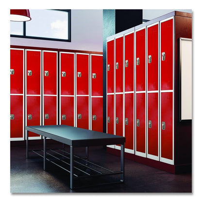 Steel Storage Locker, 2 Compartment, 12 x 12 x 72, Red