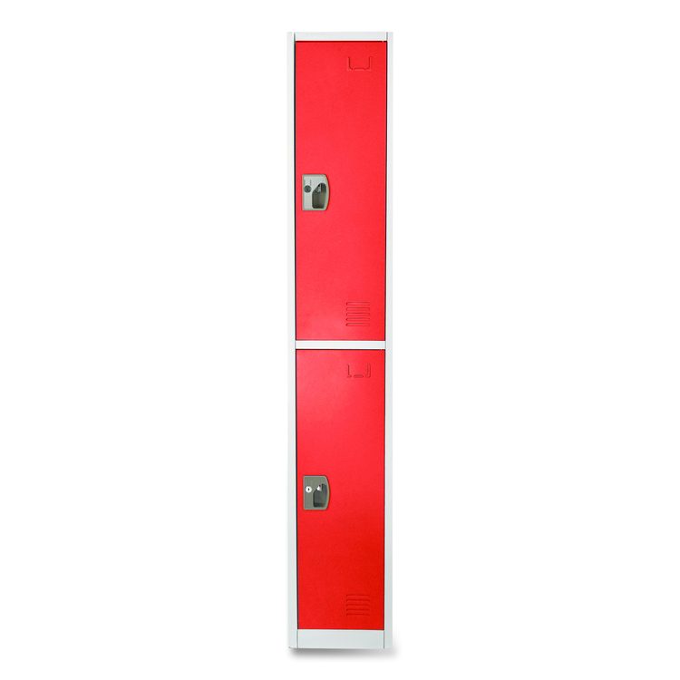 Steel Storage Locker, 2 Compartment, 12 x 12 x 72, Red
