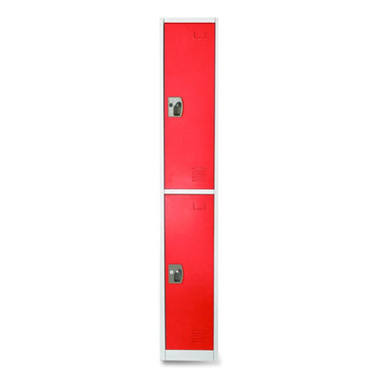 Steel Storage Locker, 2 Compartment, 12 x 12 x 72, Red