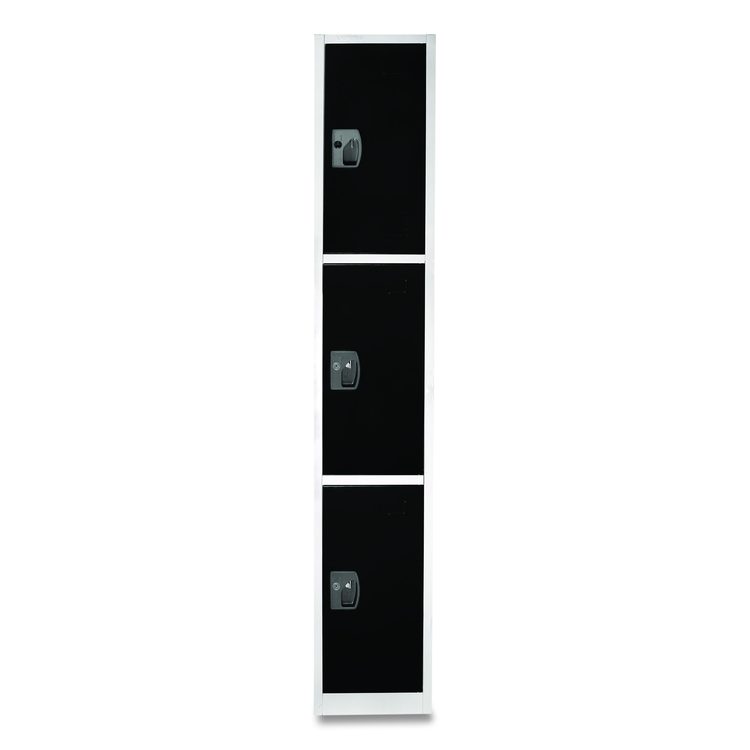 Steel Storage Locker, 3 Compartment, 12 x 12 x 72, Black