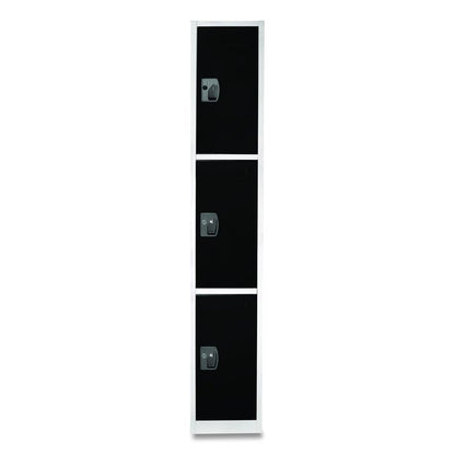 Steel Storage Locker, 3 Compartment, 12 x 12 x 72, Black