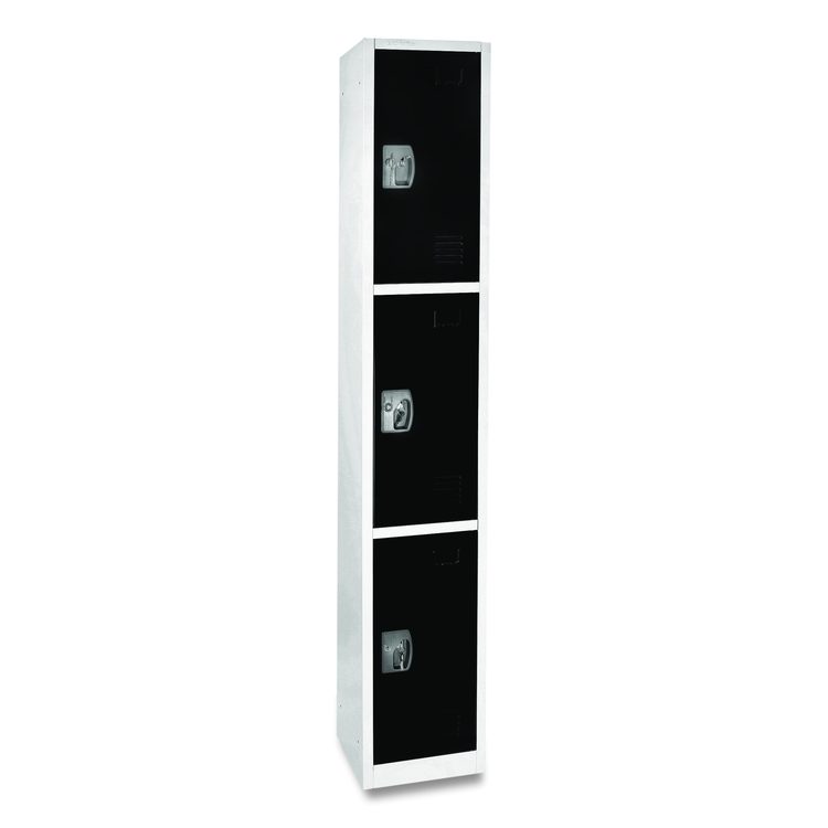 Steel Storage Locker, 3 Compartment, 12 x 12 x 72, Black