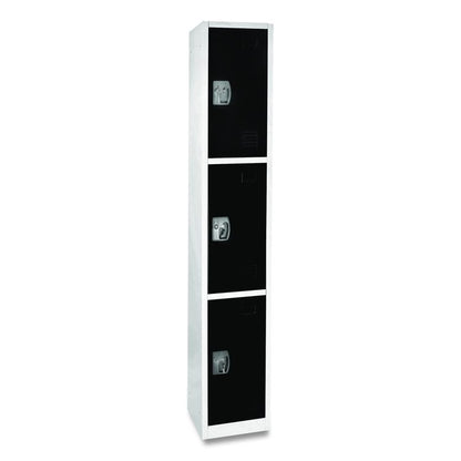 Steel Storage Locker, 3 Compartment, 12 x 12 x 72, Black