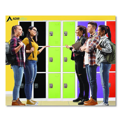 Steel Storage Locker, 3 Compartment, 12 x 12 x 72, Green