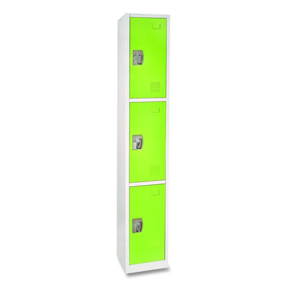 Steel Storage Locker, 3 Compartment, 12 x 12 x 72, Green