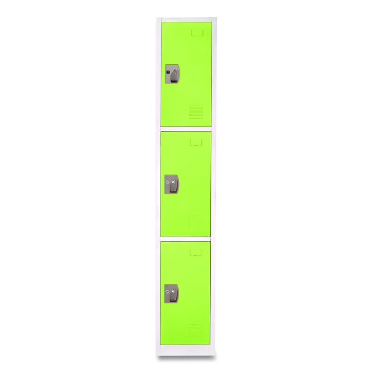Steel Storage Locker, 3 Compartment, 12 x 12 x 72, Green