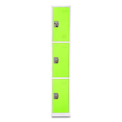 Steel Storage Locker, 3 Compartment, 12 x 12 x 72, Green