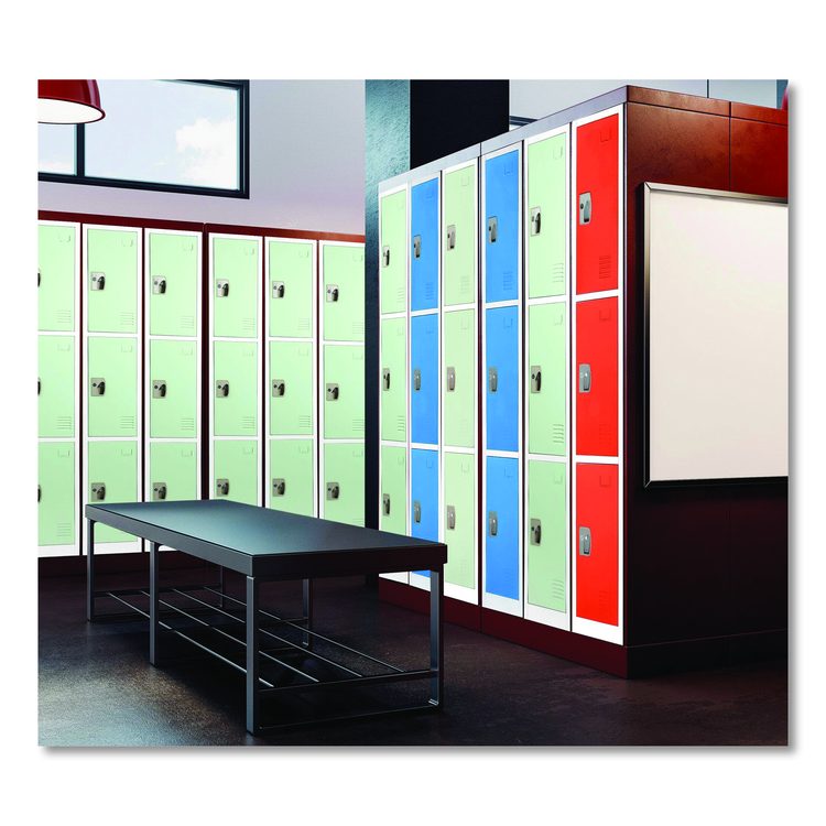 Steel Storage Locker, 3 Compartment, 12 x 12 x 72, Misty Green