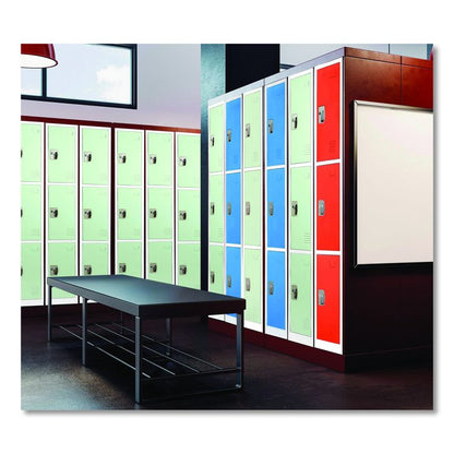 Steel Storage Locker, 3 Compartment, 12 x 12 x 72, Misty Green
