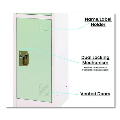 Steel Storage Locker, 3 Compartment, 12 x 12 x 72, Misty Green