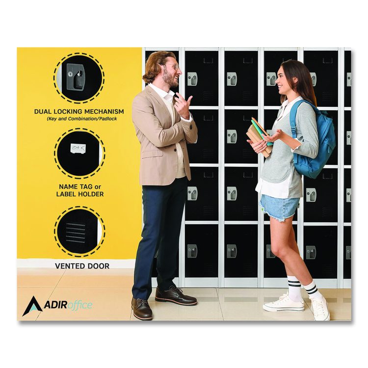 Steel Storage Locker, 4 Compartment, 12 x 12 x 72, Black