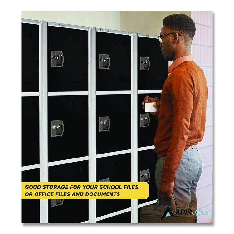 Steel Storage Locker, 4 Compartment, 12 x 12 x 72, Black