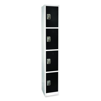 Steel Storage Locker, 4 Compartment, 12 x 12 x 72, Black