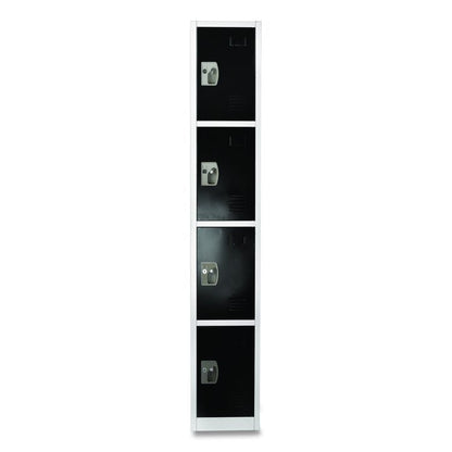 Steel Storage Locker, 4 Compartment, 12 x 12 x 72, Black