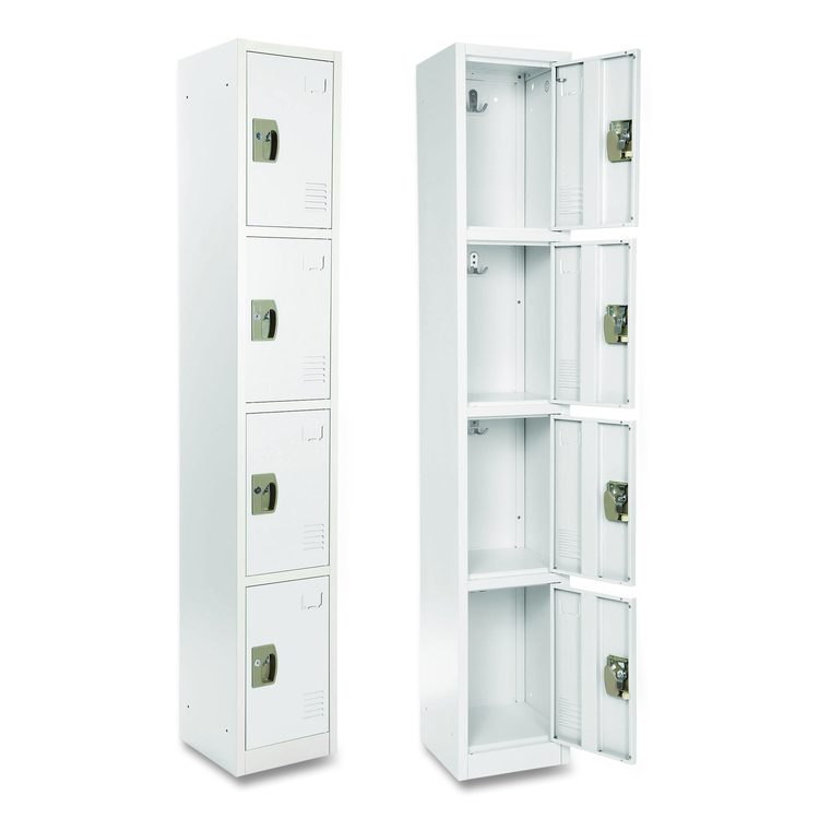 Steel Storage Locker, 4 Compartment, 12 x 12 x 72, White