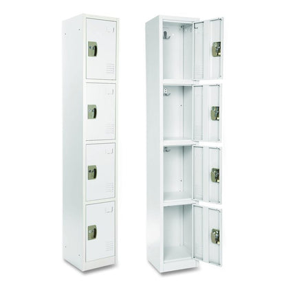 Steel Storage Locker, 4 Compartment, 12 x 12 x 72, White