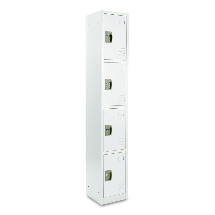 Steel Storage Locker, 4 Compartment, 12 x 12 x 72, White