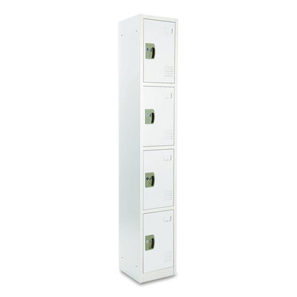 Steel Storage Locker, 4 Compartment, 12 x 12 x 72, White