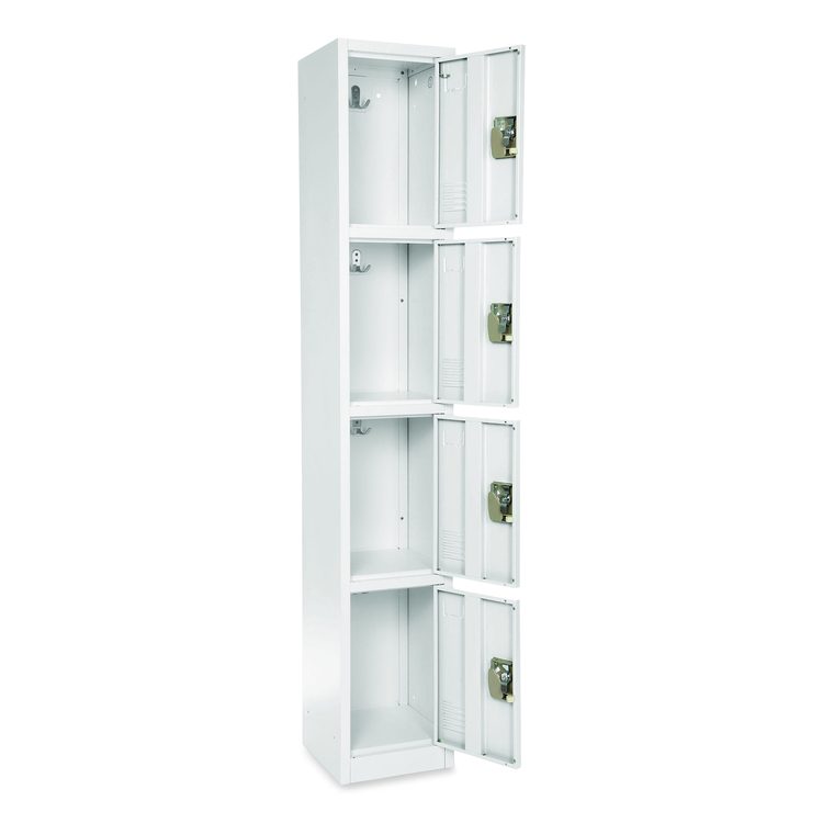 Steel Storage Locker, 4 Compartment, 12 x 12 x 72, White