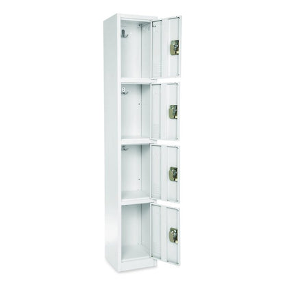 Steel Storage Locker, 4 Compartment, 12 x 12 x 72, White
