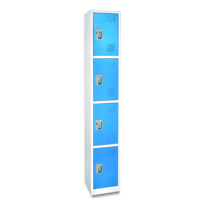 Steel Storage Locker, 4 Compartment, 12 x 12 x 72, Blue