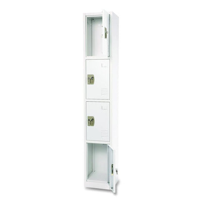 Steel Storage Locker, 4 Compartment, 12 x 12 x 72, White