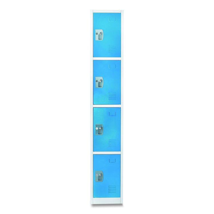 Steel Storage Locker, 4 Compartment, 12 x 12 x 72, Blue
