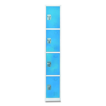 Steel Storage Locker, 4 Compartment, 12 x 12 x 72, Blue