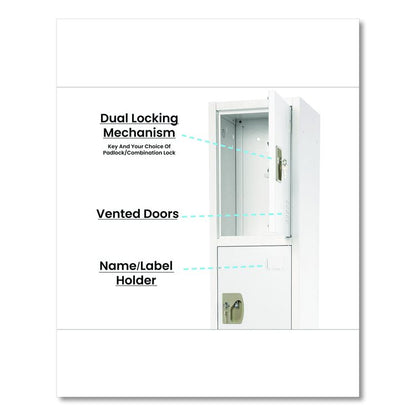 Steel Storage Locker, 4 Compartment, 12 x 12 x 72, White