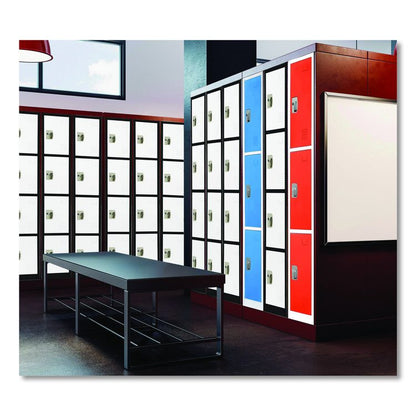 Steel Storage Locker, 4 Compartment, 12 x 12 x 72, Black Body/White Doors