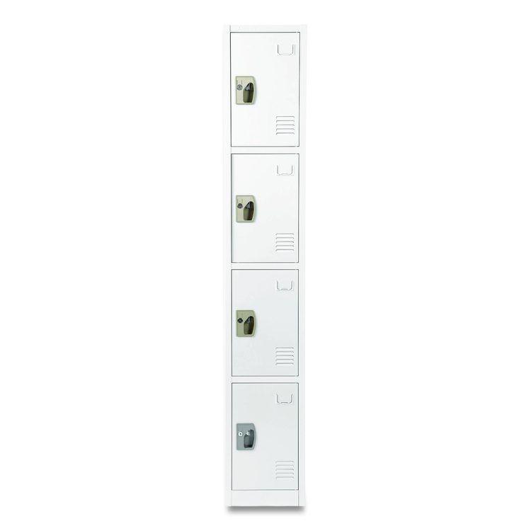 Steel Storage Locker, 4 Compartment, 12 x 12 x 72, White