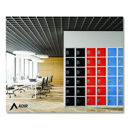 Steel Storage Locker, 6 Compartment, 12 x 12 x 72, Black
