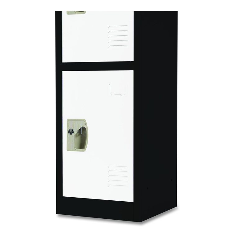 Steel Storage Locker, 4 Compartment, 12 x 12 x 72, Black Body/White Doors