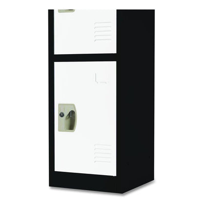 Steel Storage Locker, 4 Compartment, 12 x 12 x 72, Black Body/White Doors