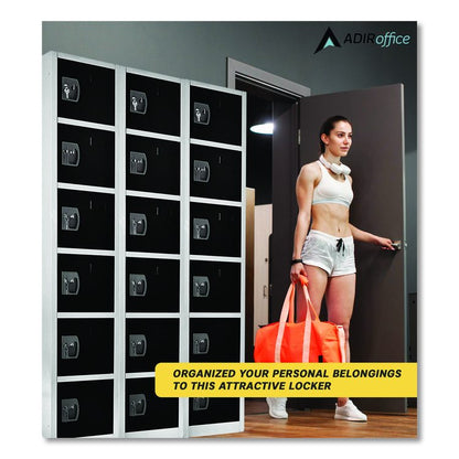 Steel Storage Locker, 6 Compartment, 12 x 12 x 72, Black